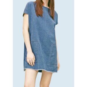 WILFRED FREE Raw Hem Relaxed Fit Denim Tunic Shirt Size Small